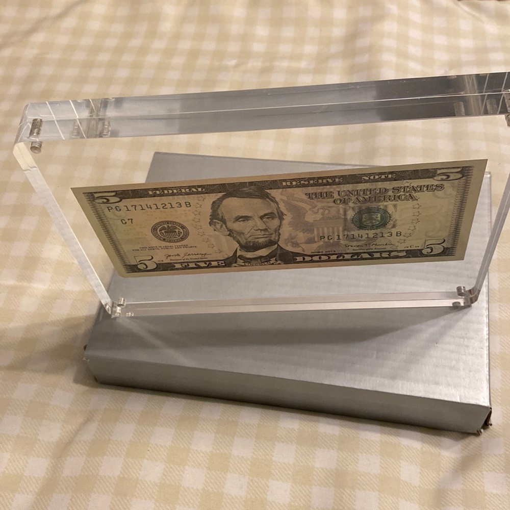 5”x7” two-piece transparent Acrylic photo display frame.